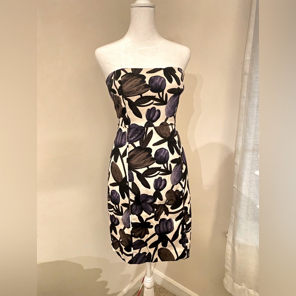 Banana Republic Size 0 Strapless Floral Dress with Lining and Light Boning